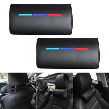 

Fits For BMW ///M Car Seat Head Neck Rest Foam Pillow Leather Cushion Pad Black
