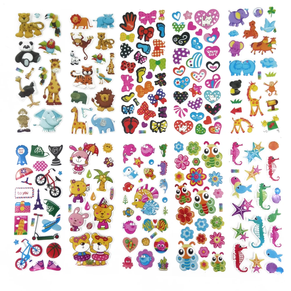 10 Different Sheets Cute Pet DIY Stickers Cartoon Children Stickers Toys Emoji PVC Scrapbook Gifts For Kids