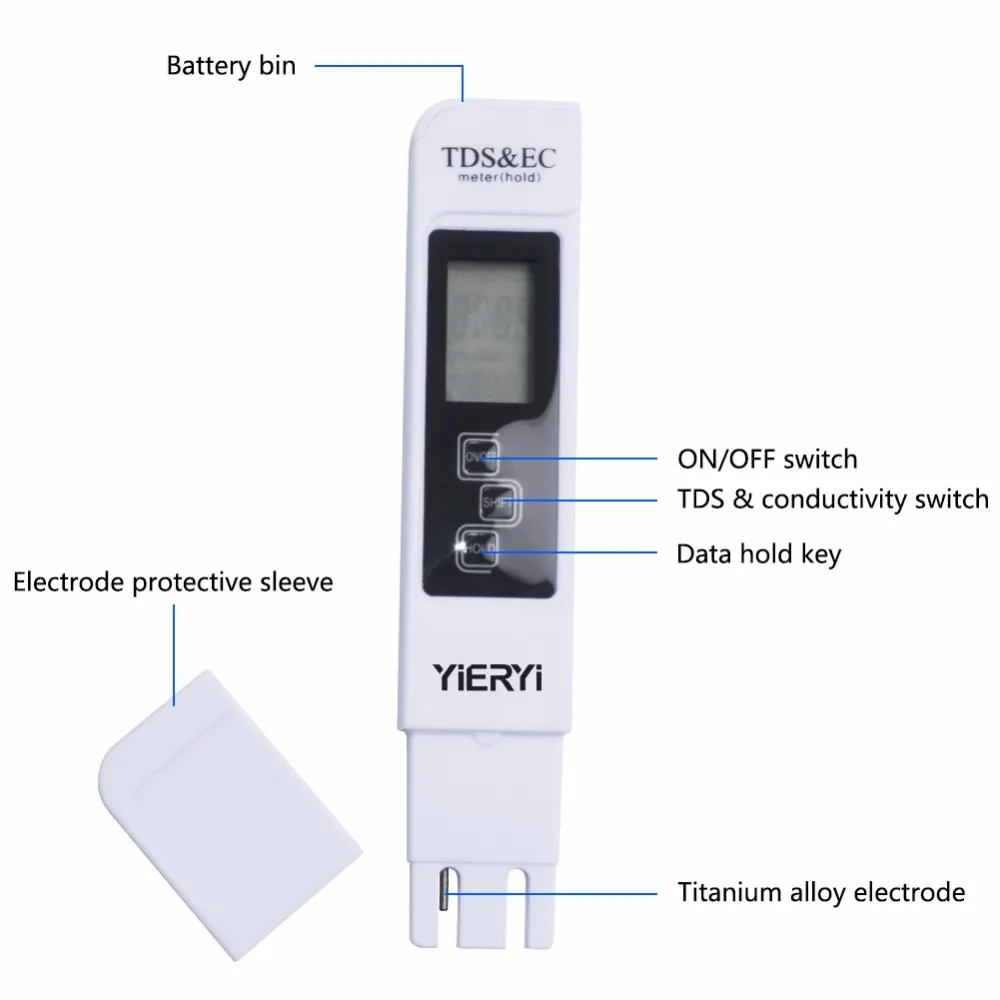 Yieryi 3 в 1 TDS тестер проводимости измеритель температуры воды Функция инструмента 0-5000ppm EC метр прибыл Скидка 30