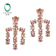 4.33ct натуральный морганит 14 К розовое золото Обручение падение Длинные висячие серьги