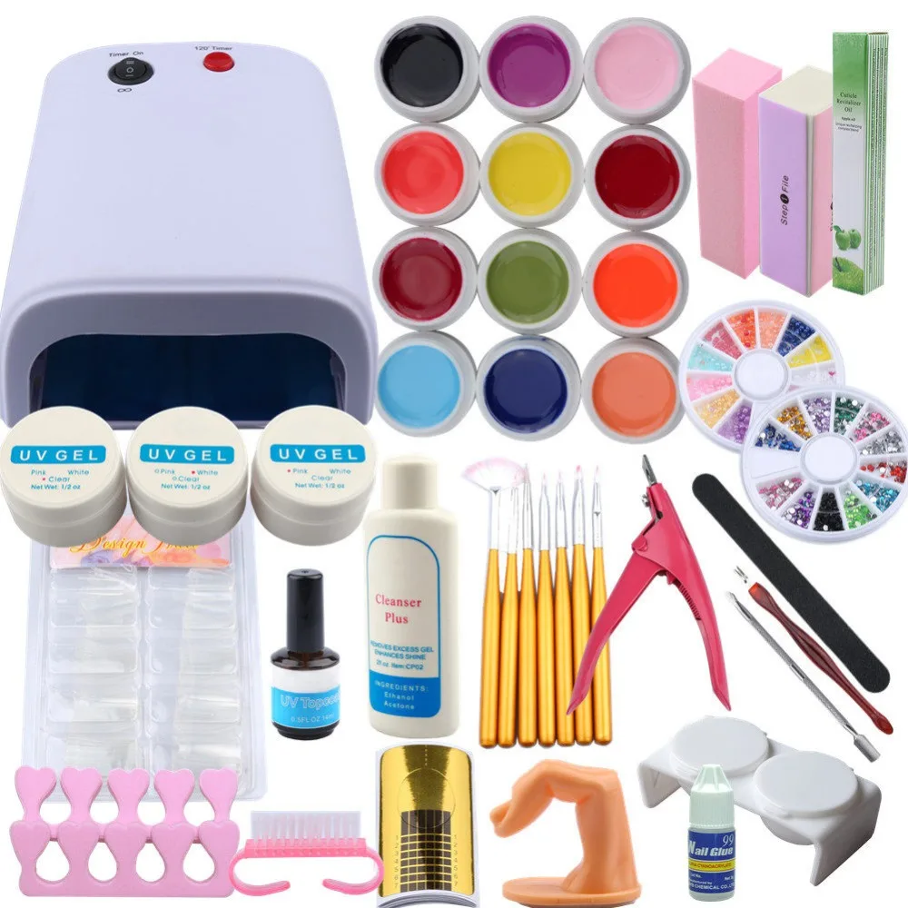 

Manicure Set UV Gel Nail Set 36w UV Dryer Lamp for Nail Kit 12Colors UV Gel Manicure Tools Nail UV Gel Kit Nail Extension Kits