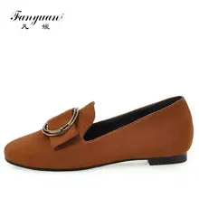 Fanyuan/; женские мокасины; повседневная обувь без застежки; туфли-лодочки с квадратным носком и пряжкой; весенние женские туфли на плоской подошве; цвет синий, коричневый; размеры 34-43