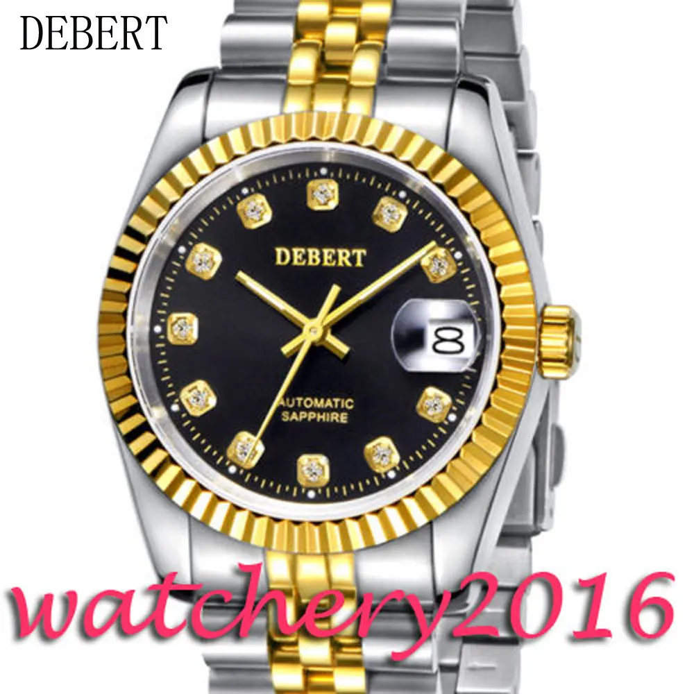 

relogio masculino Debert Watch Men Military Automatic Watch Mens Watches Top Brand Luxury SS Steel Wristwatch Date Clock
