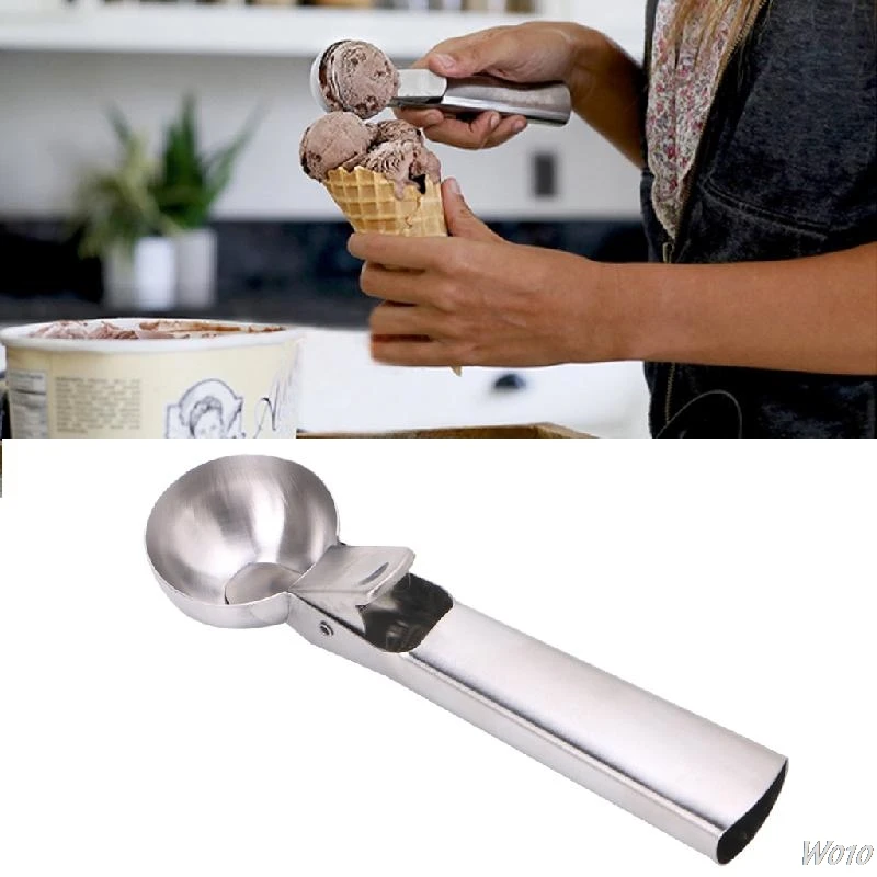 1PCS Stainless Steel Ice Cream Scoop with Trigger Fruit Spoon Dipper Kitchen Tool-W110 | Дом и сад