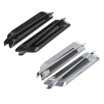 

New 2 Pcs Car Styling Chrome Grid Air Flow Fender Electroplate Car Side Vent Fender Protector Cover Sticker Car Body Decoration