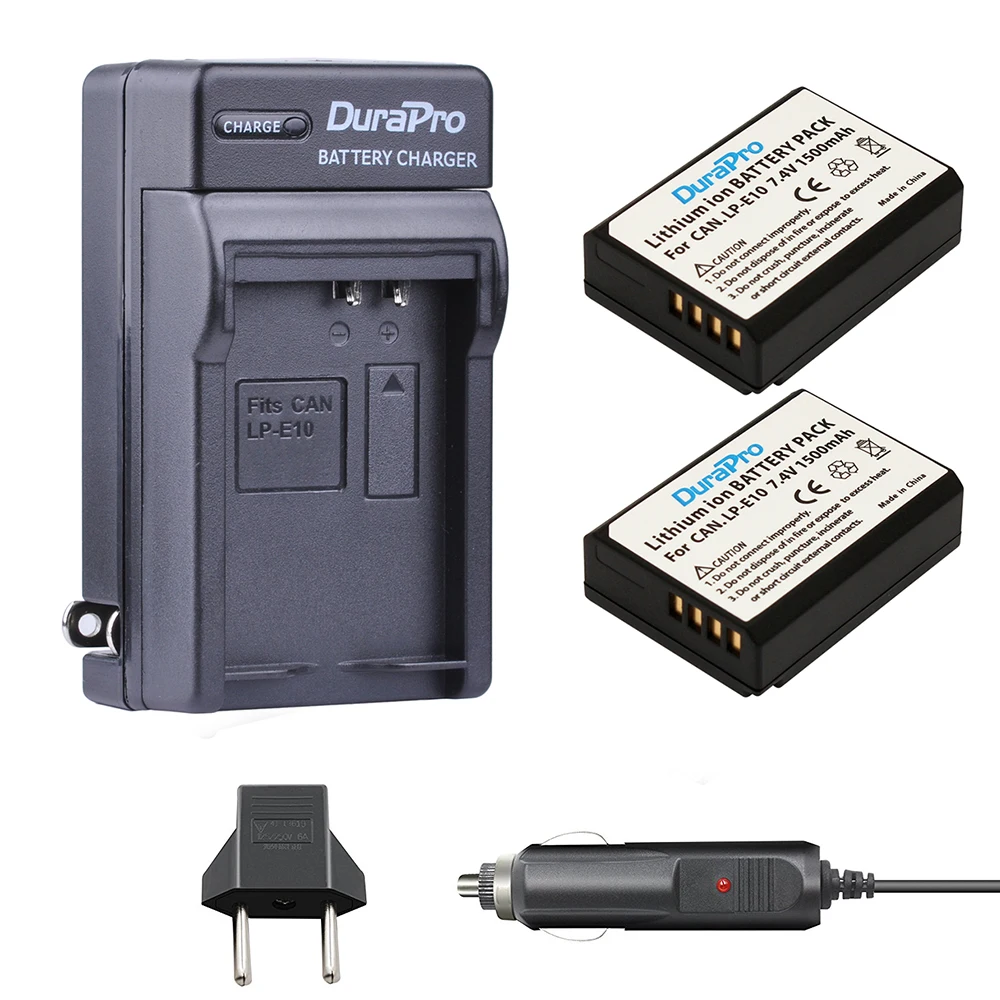 

2 LP-E10 LPE10 LP E10 Rechargeable Li-Ion Battery+Car Charger+ EU Plug for CANON LP-E10 EOS 1100D 1200D Kiss X50 X70 Rebel T3 T5