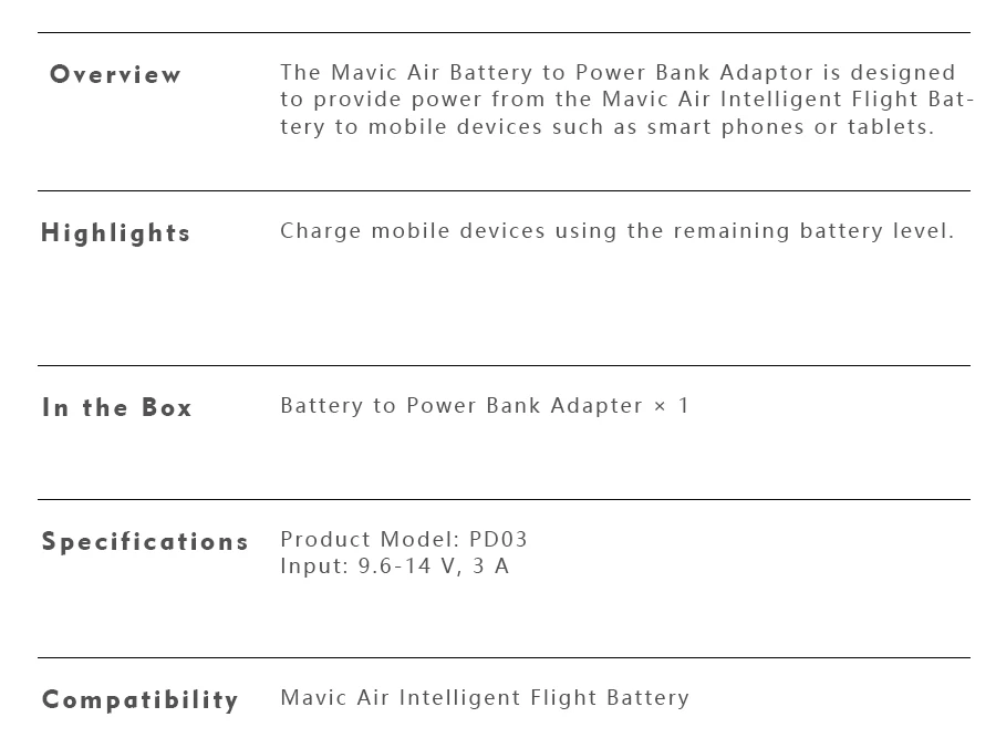 DJI Mavic Air батарея для power Bank адаптер для Origainl DJI Mavic Air Интеллектуальная батарея полета аксессуары