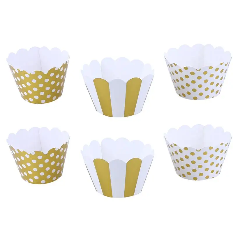 

36pcs Baking Use Cupcakes Cups Paper Cups Oil Paper Trays Decorative Use Cake Holder(Golden)