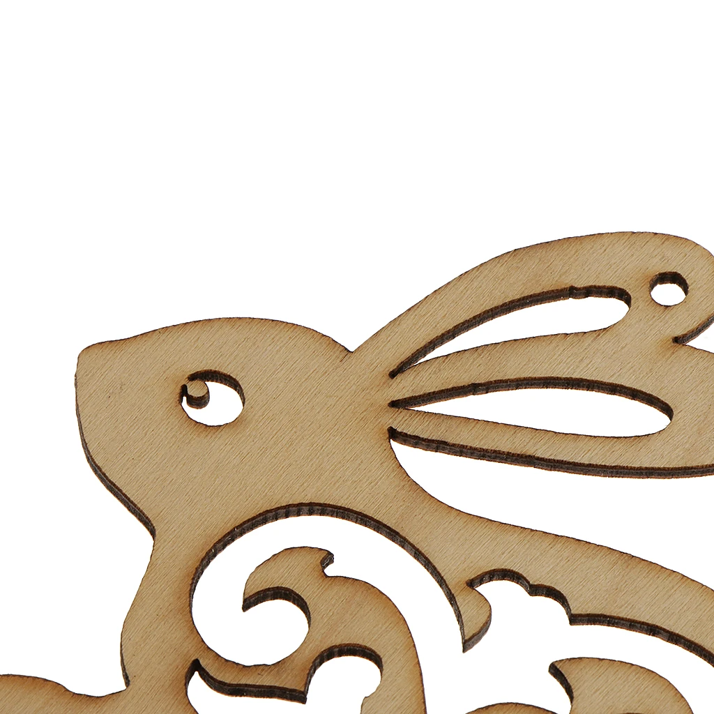 20pcs Unfinished Wood Hollow Rabbit Shape Wooden Embellishments for Kids Crafts DIY Gift Tags