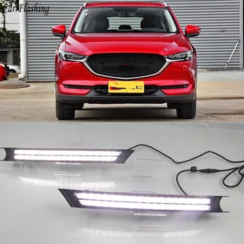 

Car Flashing 1Set For Mazda cx-5 cx5 cx 5 2017 2018 2019 12V LED DRL Daytime Running Light Daylight With Yellow Turn Signal Lamp