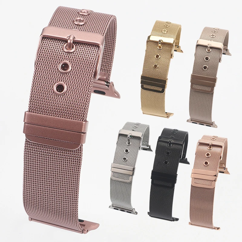 

Milanese Loop Band for Apple watch 42mm 38mm Link Bracelet Strap adjustable buckle with adapter For iwatch Series 3 / 2