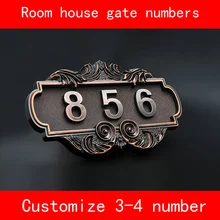 Room Gate House number Electroplated antiqued ABS Custom-made 3 to 4 Numbers Customized Hotel Door Plate Hotel golden color custom made backlit door house numbers