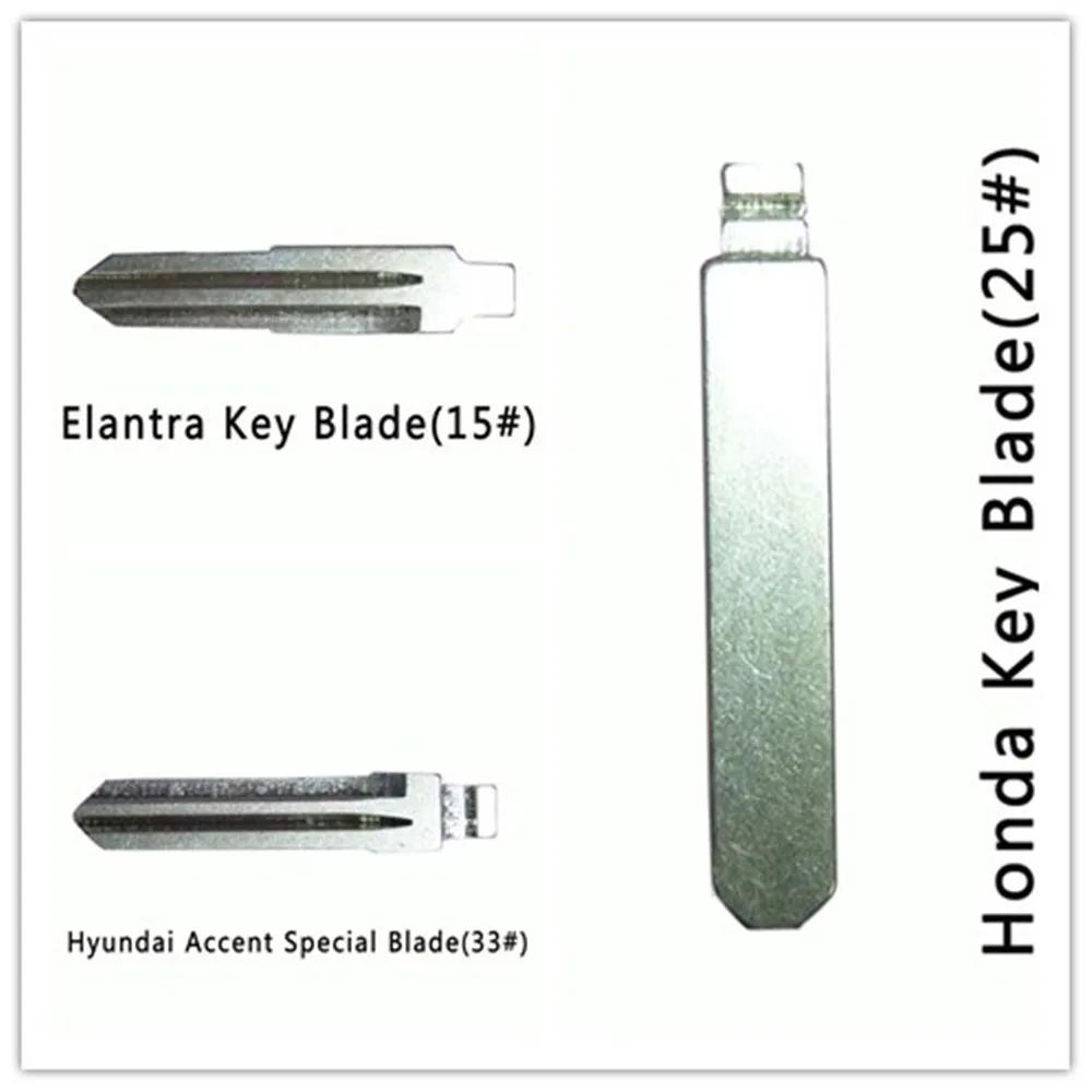 

HKCYSEA 10 pcs/lot Metal Blank Uncut Flip KD Remote Key Blade Type #15 for Elantra #25 for Honda #33 for Hyundai Accent