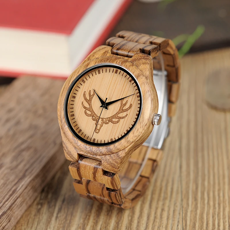BOBO BIRD L-K29 Deer Head Dial Fashion Zebra Wooden Men-sized Hour Quartz Watches for Men with Gift Box BOBO BIRD L-K29 Deer Head Dial Fashion Zebra Wooden Men-sized Hour Quartz Watches for Men with Gift Box