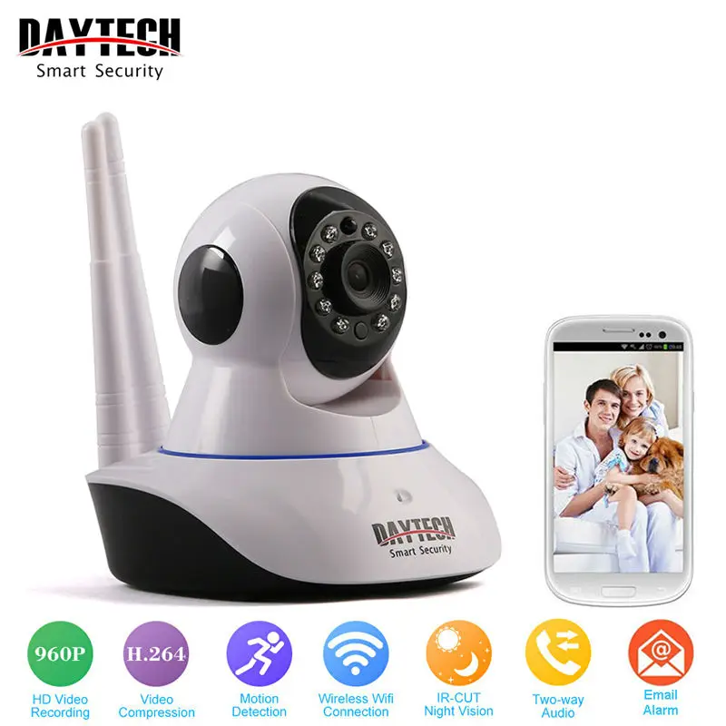 DAYTECH WiFi Camera IP 960P Home Security Camera Wi-Fi P2P Two Way Audio IR Night Vision Network Baby Monitor Wireless HD 960P camera : image DAYTECH WiFi Camera IP 960P Home Security Camera Wi-Fi P2P Two Way Audio IR Night Vision Network Baby Monitor Wireless HD 960P camera