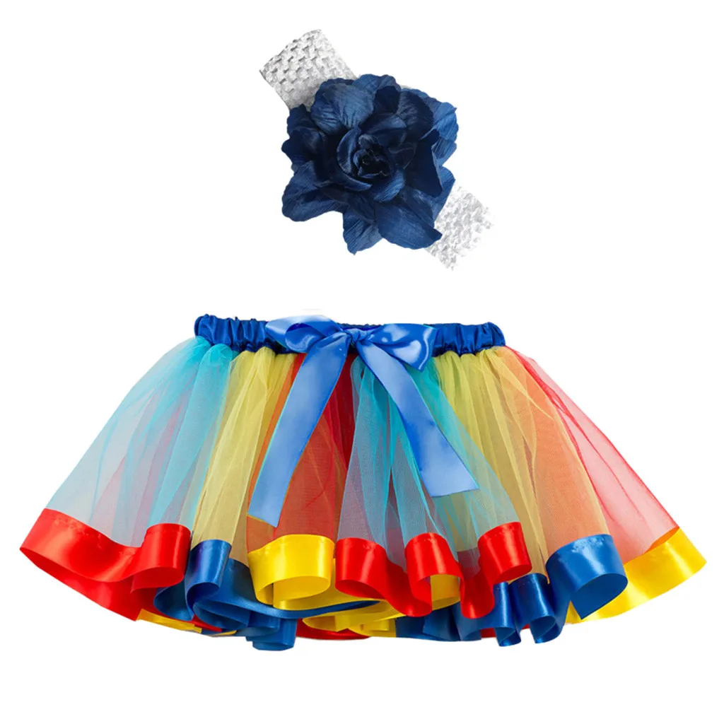 Балетная юбка, пачка для девочек, детские вечерние балетные костюмы для танцев, юбка+ повязка на голову, юбка-пачка для малышей, 13 цветов,# CA30 - Цвет: Dark Blue
