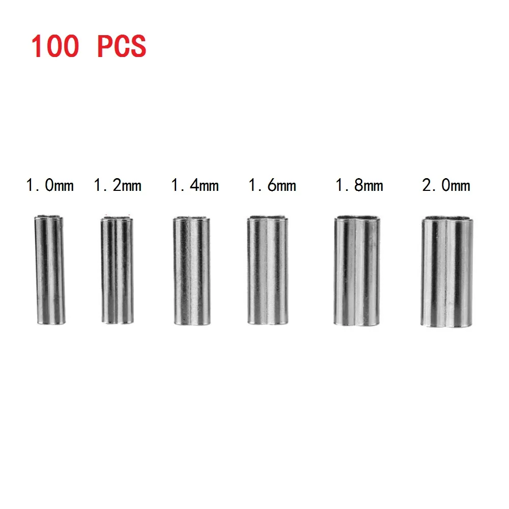 

100pcs Copper Fishing Line Sleeves Double Oval Tube Clip Wire Leader Sinker Connectors Fishing Line Crimping Sleeves 1.0-2.0mm