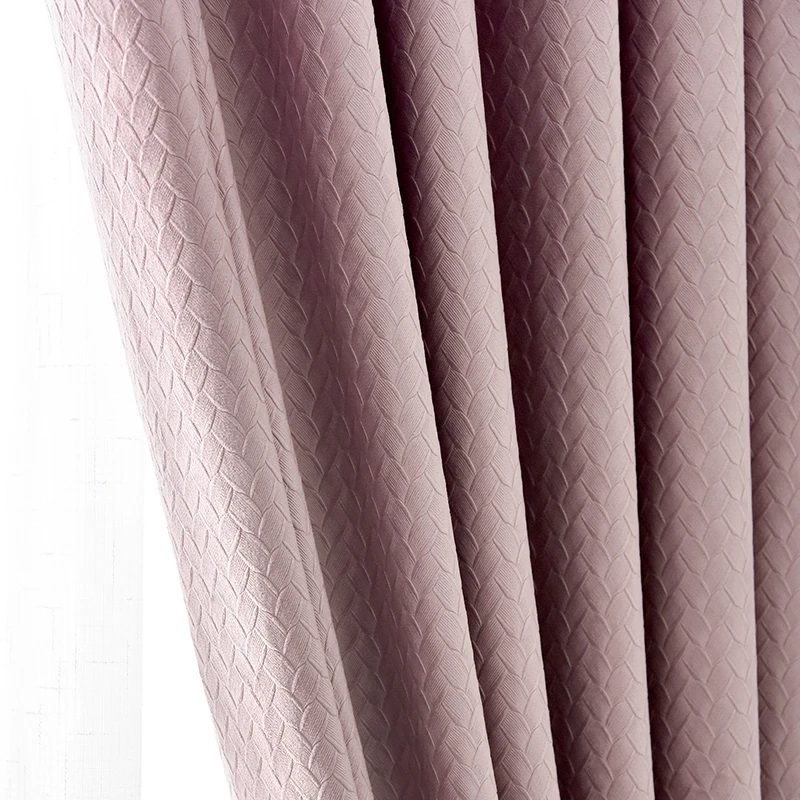 Пользовательские шторы роскошный скандинавский, простой, современный фланелевый жаккард плотная розовая ткань затемненные занавески тюлевые занавески M713