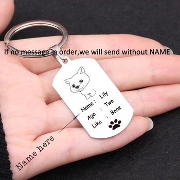 

Stainless Steel Keychain Personal customization Engraved Name Age Like Introduction Pet Key Tag Prevent Dog Lost Key Holder