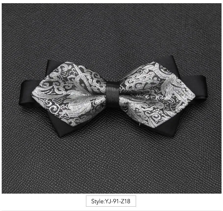 Мужской галстук-бабочка с узлом-бабочкой, мужские аксессуары, роскошный галстук-бабочка, черный галстук, деловой костюм, галстуки для свадебной церемонии - Цвет: YJ-91-Z18