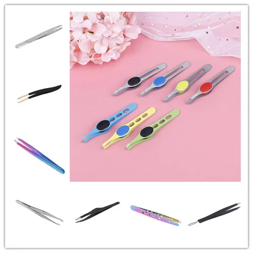 

1PC Eyebrow Tweezer Stainless Steel Angled Flat/Slanted Eye Brow Clips Makeup Hair Beauty Tool Multi Styles New