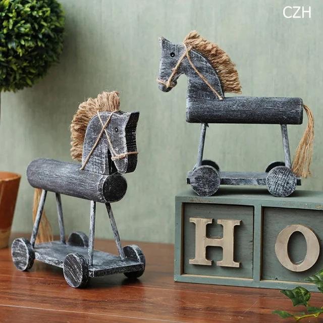 Ретро деревянная хобби лошадь модель ручной работы деревянная лошадка-качалка миниатюрный Столярный орнамент Декор подарок ремесло аксессуары мебель