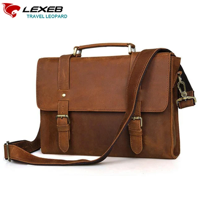 Lexeb Brand Vintage Men S Crazy Horse Full Grain Leather Messenger Lexeb Brand Vintage Men S Crazy Horse Full Grain Leather Messenger Bag Post Satchels Bags 13 3