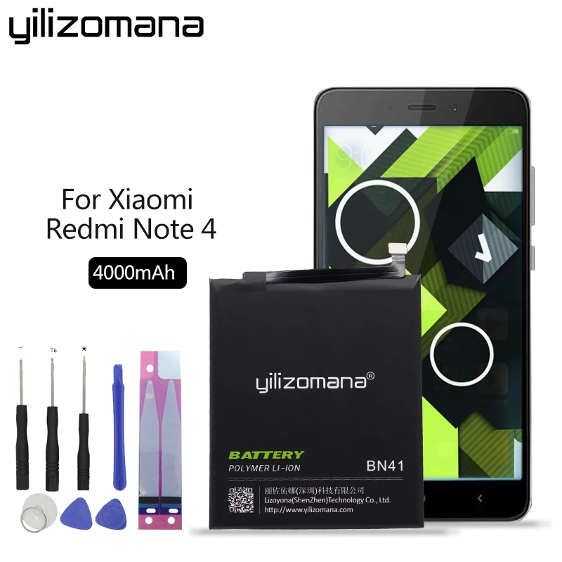 

YILIZOMANA BN41 Original Phone Battery for Xiaomi Redmi Note 4 / Note 4X MTK Helio X20 4000mAh High Quality Retail Package Tools