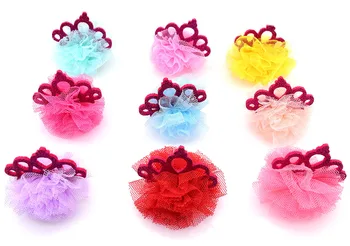 

New 100pcs Dog Hair Bows crown lace style Pet Dog Hair Accessories Rubber Bands Pet Grooming Supplies