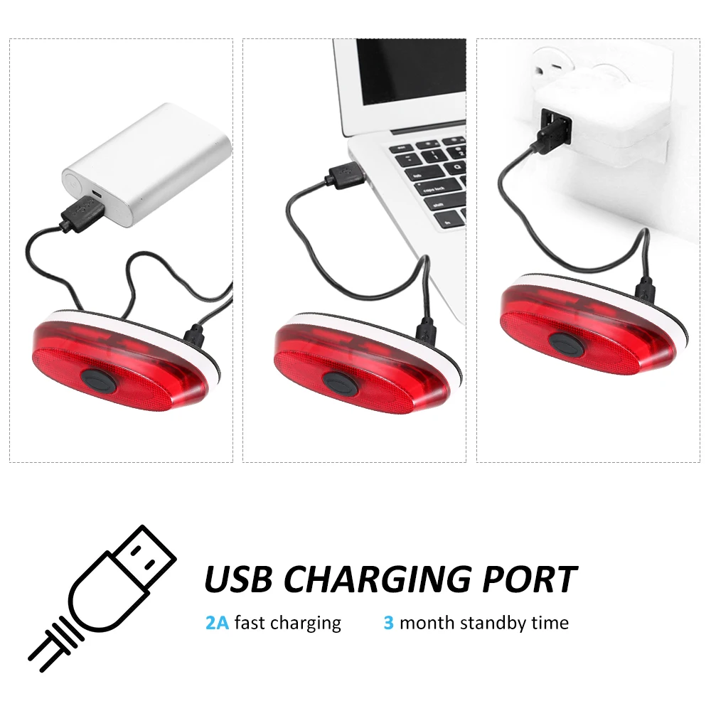 Discount Smart Bike Bicycle Light Flash Taillight Rear Strap-on USB Charge Led Bike Light Bike Warning Lights Auto-off Ultra-long Battery 4