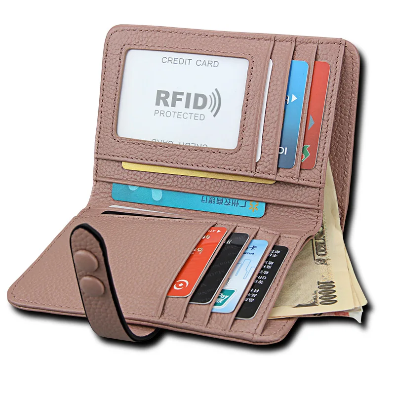 Брендовая дизайнерская женская натуральная кожа короткий кошелек Роскошный RFID стандартный женский кошелек из натуральной коровьей кожи