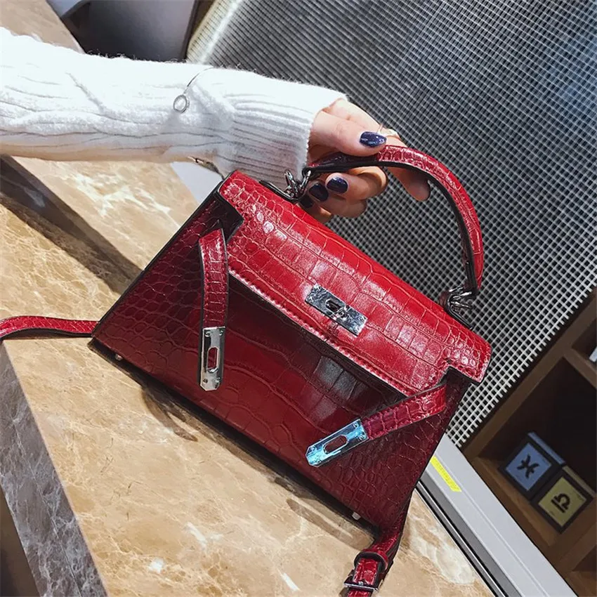 

TOYOOSKY 2019 new Crocodile grain mini handbag fashion trend stone pattern buckle small square shoulder bag across wild ladies