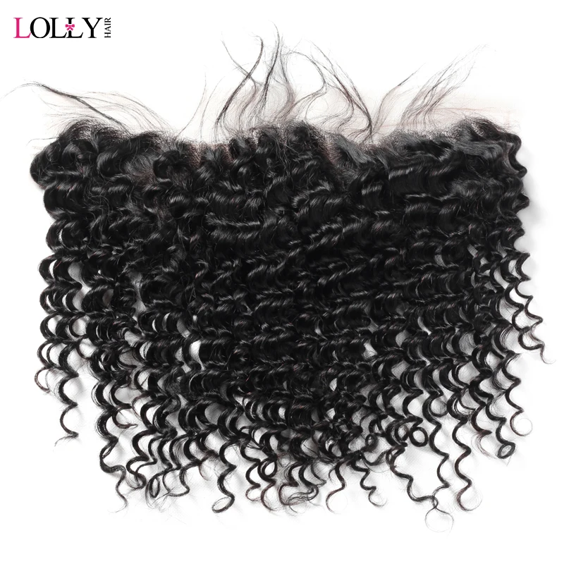 

Lolly Hair Brazilian Deep Wave Frontal 13x4 inch Free Part Ear to Ear Lace Frontal Closure 100% Human Hair Frontal Non Remy 1 PC