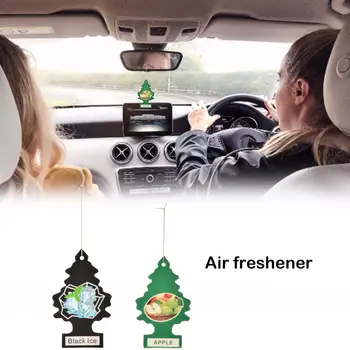 

10pcs/set Black & Green Mini Tree Hanging Air Freshener Car Aromatherapy Pendant Fiber Cotton Paper Car Interior Accessories