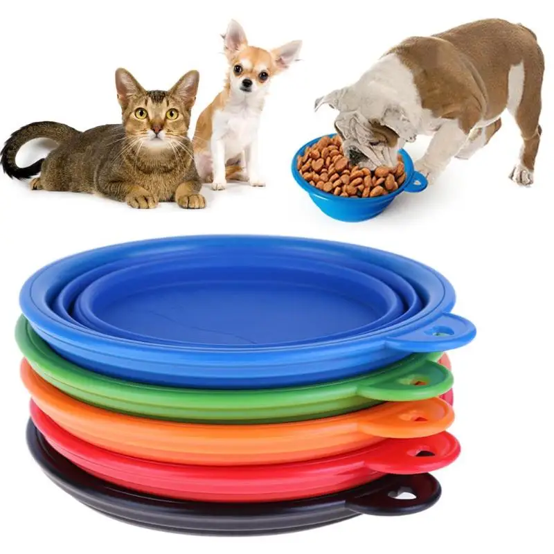 Silicone Dog Bowl Folding Travel Dog Feeder Food Container with Dog
