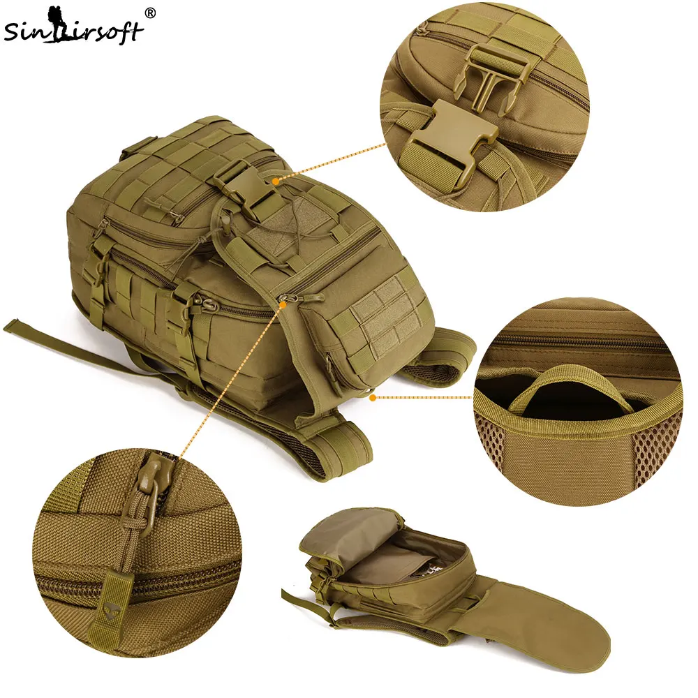 SINAIRSOFT 40L Tactical Backpack 15 Inch Laptop Military Hunting bag Outdoor Sport Camping Waterpro