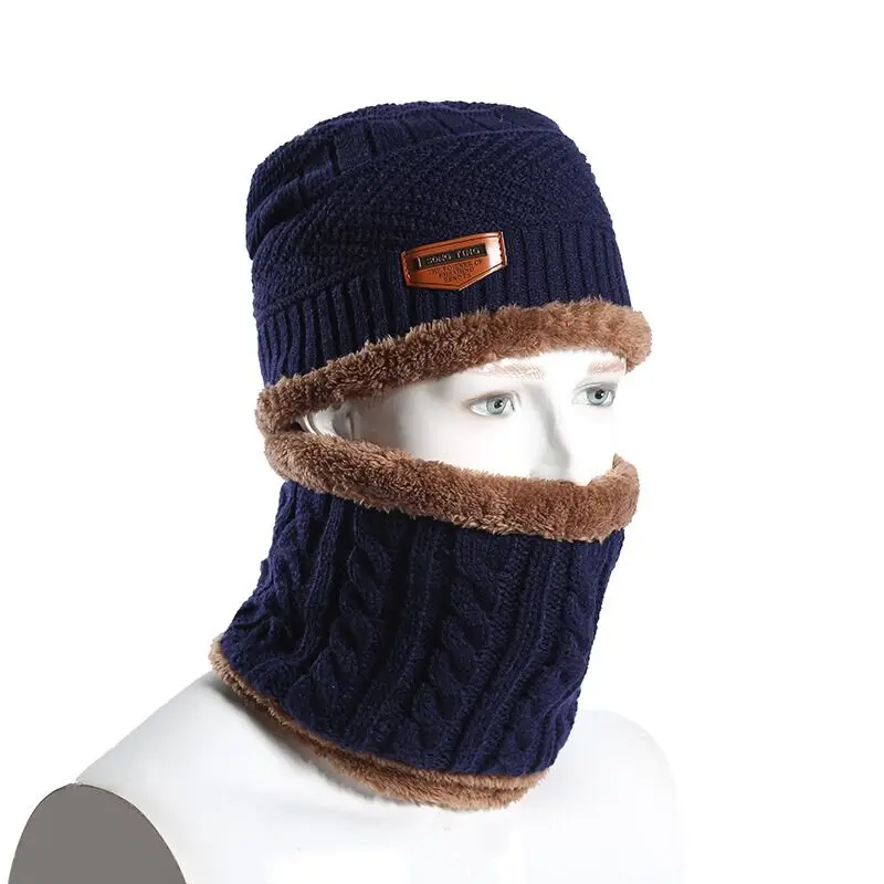Лыжная шапка, 2 шт., детский зимний теплый шарф, шапки для мальчиков и девочек, вязаная шапка, плотная флисовая подкладка, облегающая шапка, шапочки