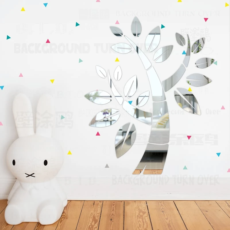 

Cute Reflective Tree Decorative Mirror Wall Stickers For Kids Rooms Children Baby Living Room Bedroom Home Decor Decoration R059