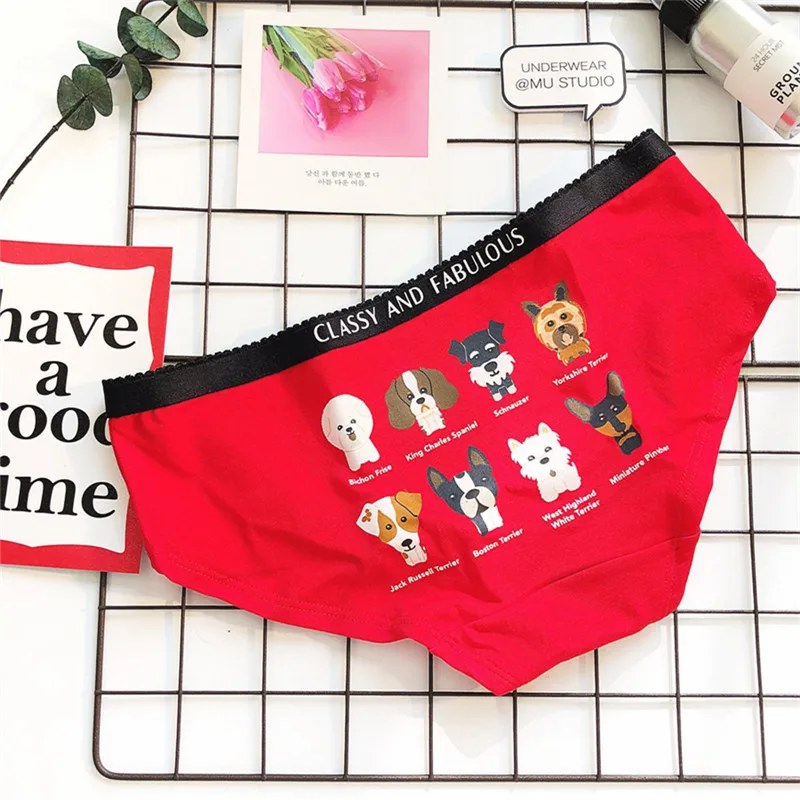 sexy panties women dog pattern cute underwear breathable briefs women cotton ladies intimates lingerie soft underpants 15 (2)