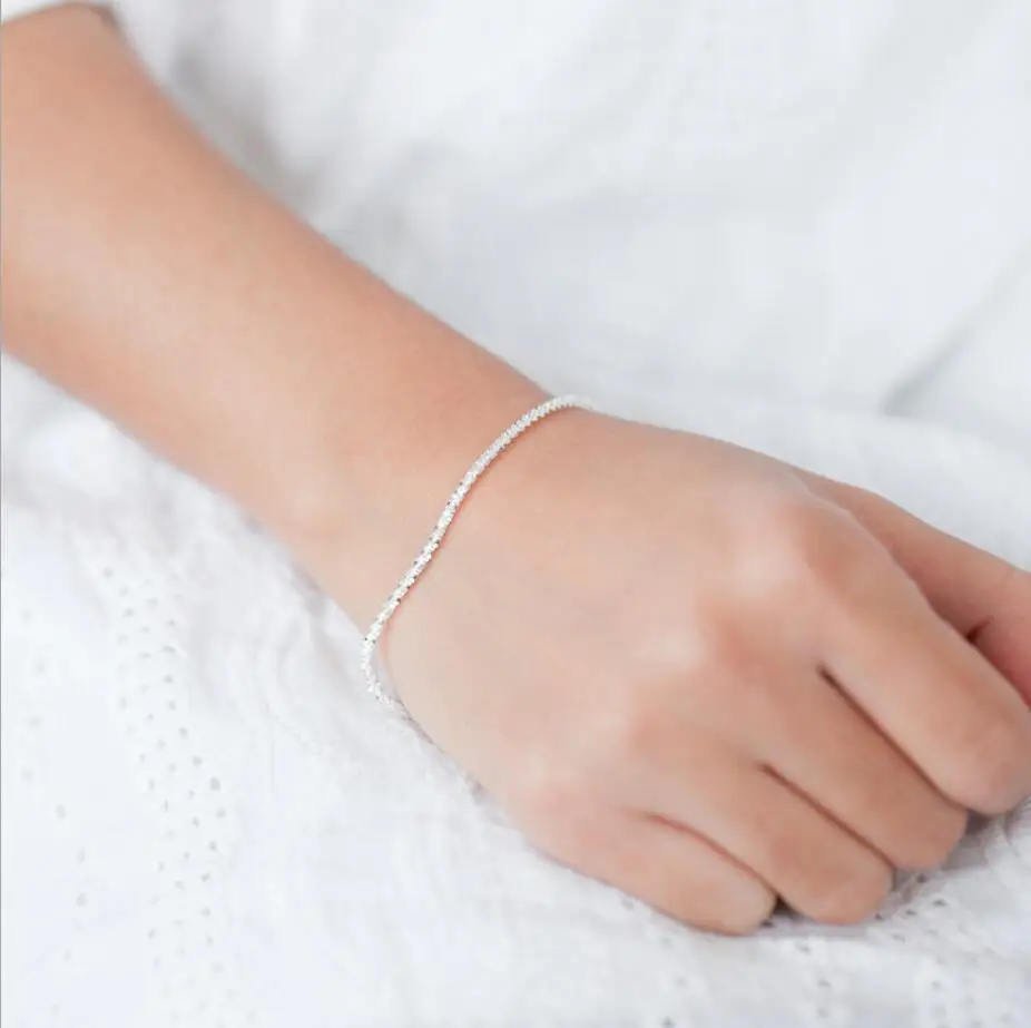 

Pure Real 925 Sterling Silver Tiny Thin Chain Bracelet for Women Girls Friend Jewelry pulseras armbanden voor vrouwen