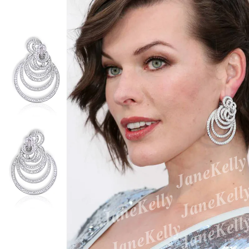 

Luxury AAA cubic zirconia pave setting stud multi-layered clear stone big earrings,