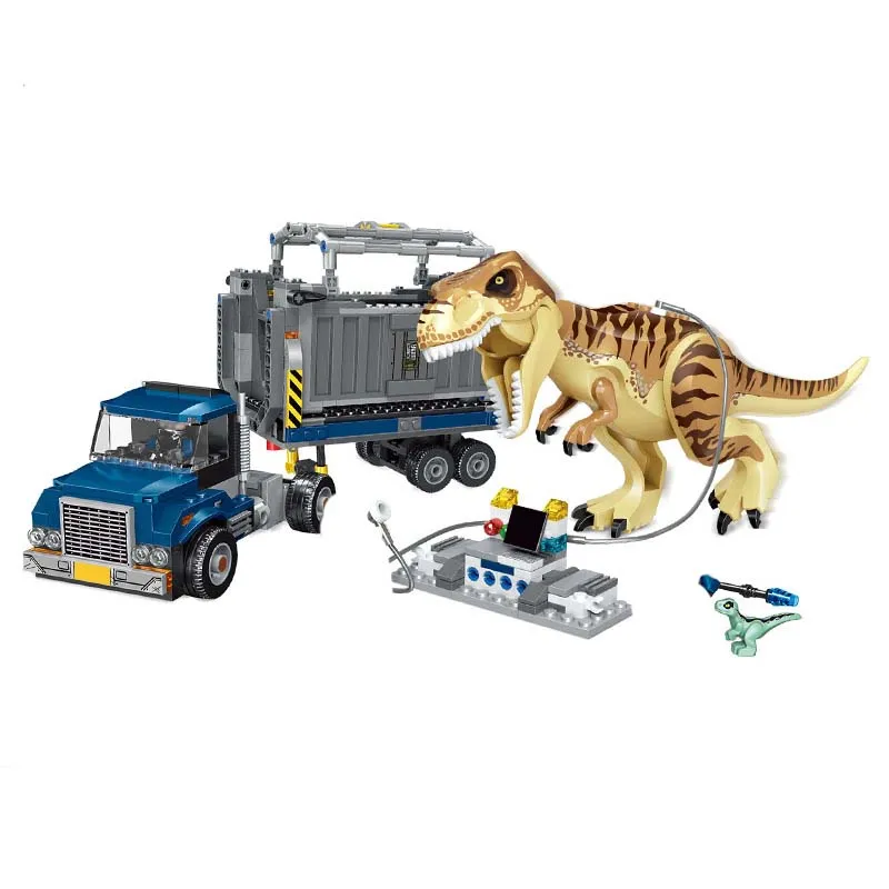 Compatible With lego 631Pcs Jurassic World T. Rex Transport Truck Dinosaur Tyrannosaurus Rex Model Building Blocks Toys Bricks Compatible With lego 631Pcs Jurassic World T. Rex Transport Truck Dinosaur Tyrannosaurus Rex Model Building Blocks Toys Bricks