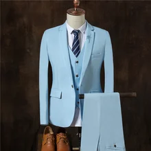 Male Suits Jackets+ Men Pants + Suit Vest 2017 New Fashion Business Popular Wedding Banquet Best Coat Blazer Mens Hot Size S-3XL
