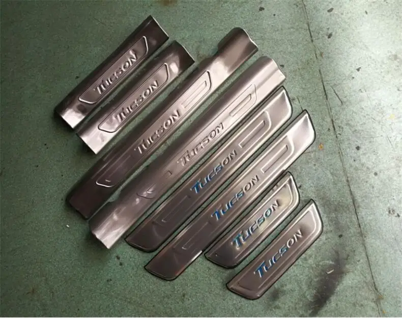 

High quality stainless steel inside external Scuff Plate/Door Sill Protector Sticker For 2015 Hyundai Tucson(8pc)