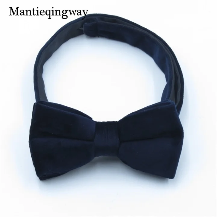 Mantieqingway вельветовый галстук-бабочка для мужчин s свадебный двухслойный галстук-бабочка рубашка сплошной цвет черный галстук для мужчин - Цвет: navy blue