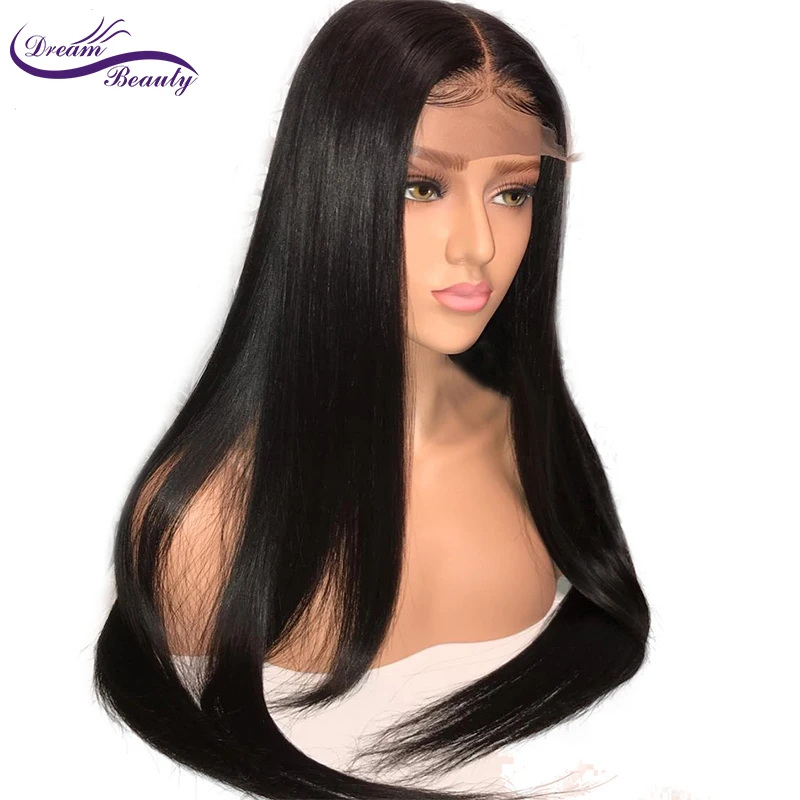 

Dream Beauty Brazilian straight 4x4 Silk Base Wigs with Baby Hair 130% Full Lace Remy Human Hair Wigs with Pre-Plucked Hairline