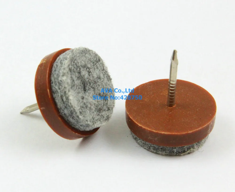 40 Pieces 20mm Brown Chair Felt Glide Nail Soft Bottom Furniture Feet