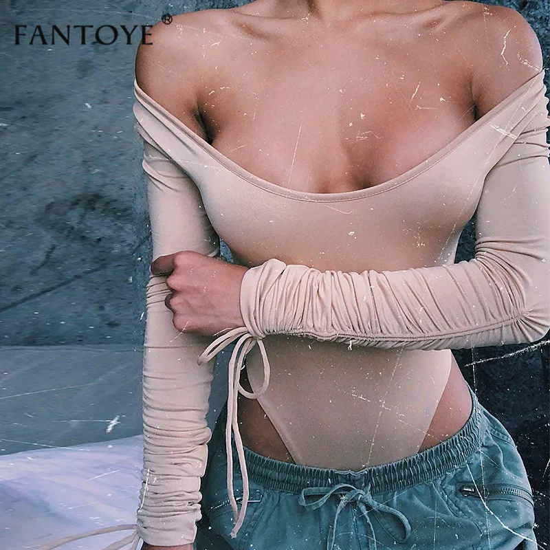 Fantoye Sexy Pleated Long Sleeve Bodysuits Women Tops Spring Deep O-Neck Skinny Bodycon Jumpsuit Rompers Casual Basic Overalls Fantoye Sexy Pleated Long Sleeve Bodysuits Women Tops Spring Deep O-Neck Skinny Bodycon Jumpsuit Rompers Casual Basic Overalls