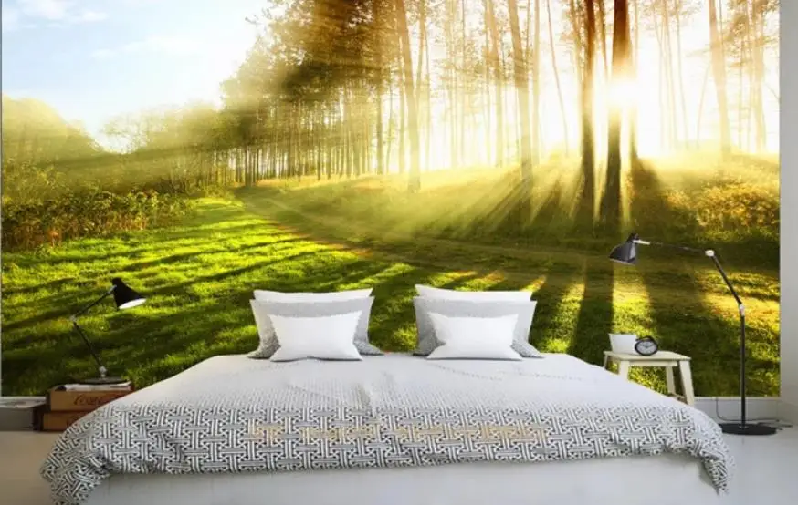 Beautiful sunshine jungle fresh natural background wall modern living room wallpapers Beautiful sunshine jungle fresh natural background wall modern living room wallpapers