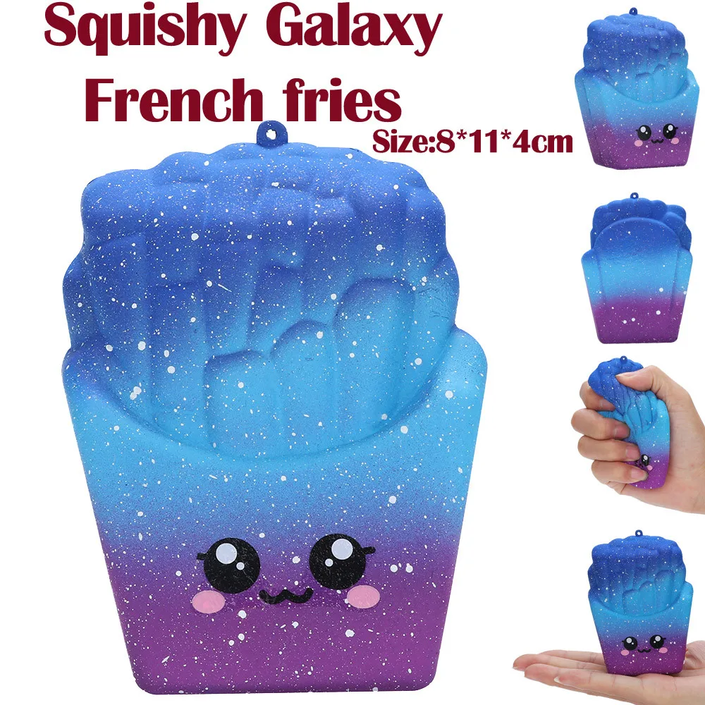 

8cm Cute Food Squishy Galaxy French Fries Scuishy Of Food Stress Reliever Squishies Slow Rising Toy For Kids drop shipping